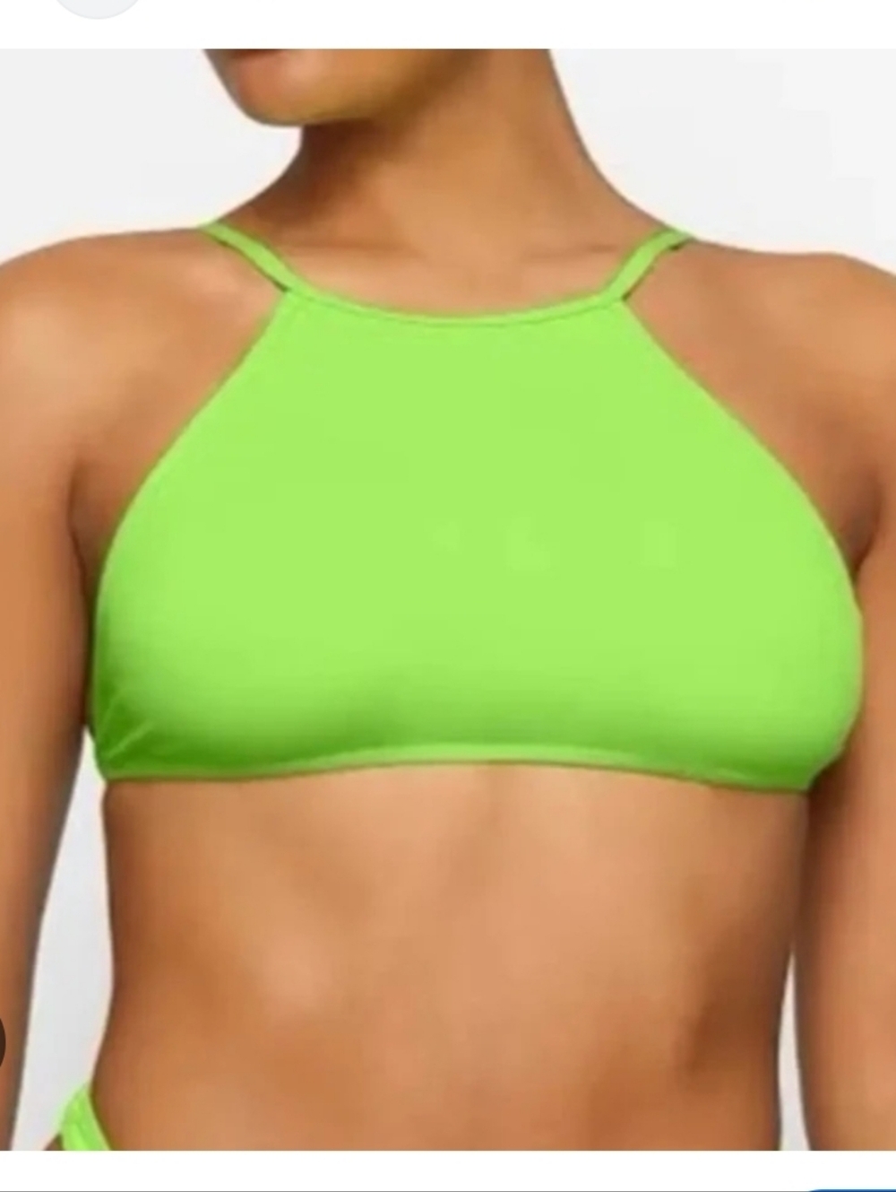 SKIMS triangle Bikini Festival High-Neck Lime NEON Green Swim Top Nwot Boho Xs